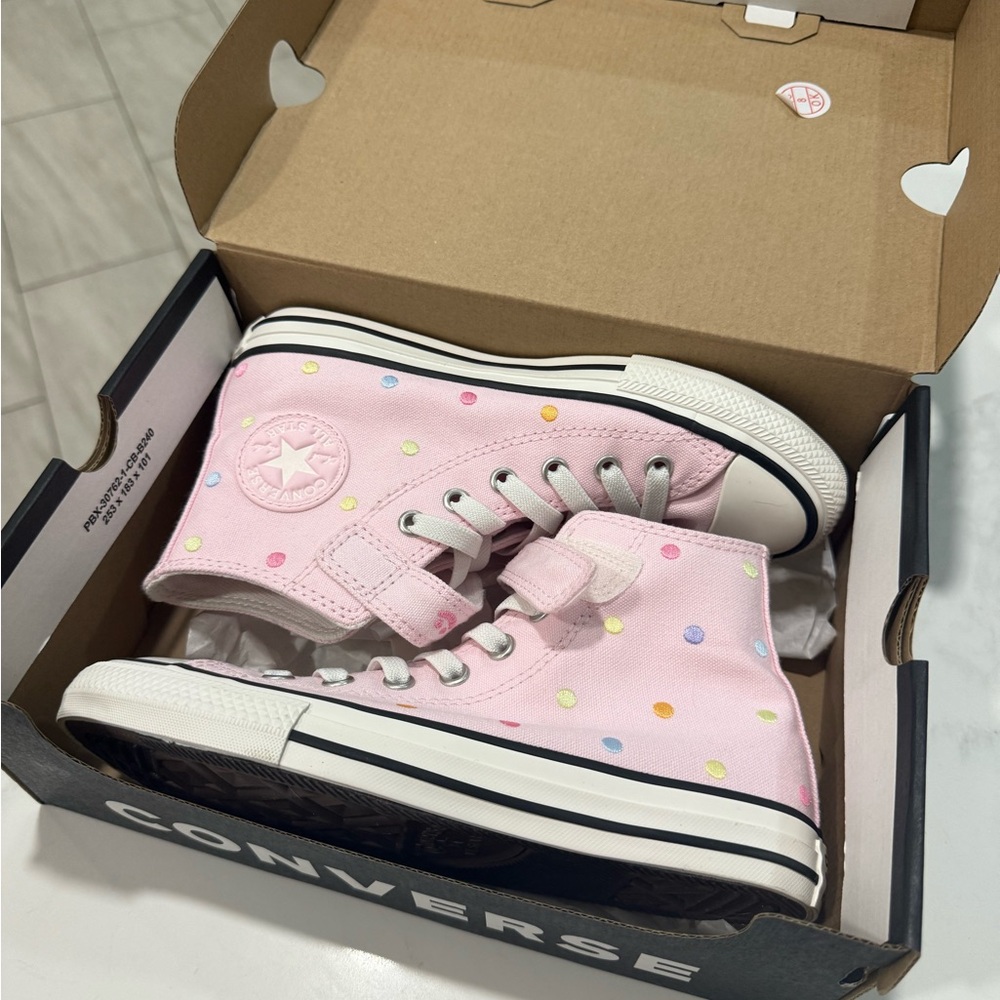 Converse Kids' Pink Polka Dot High-Tops
